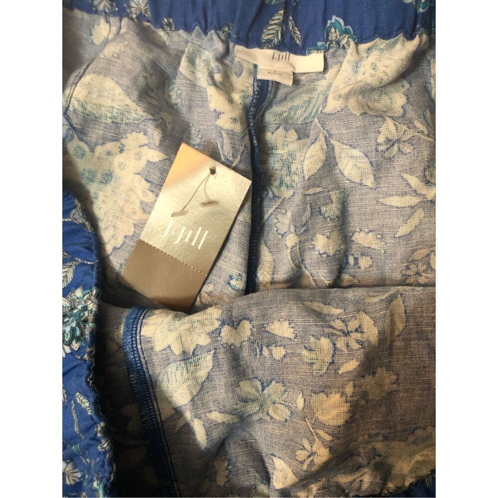 NWT Floral linen skort J Jill linen blend wrap blue ditzy floral skort. Elastic - Picture 8 of 13
